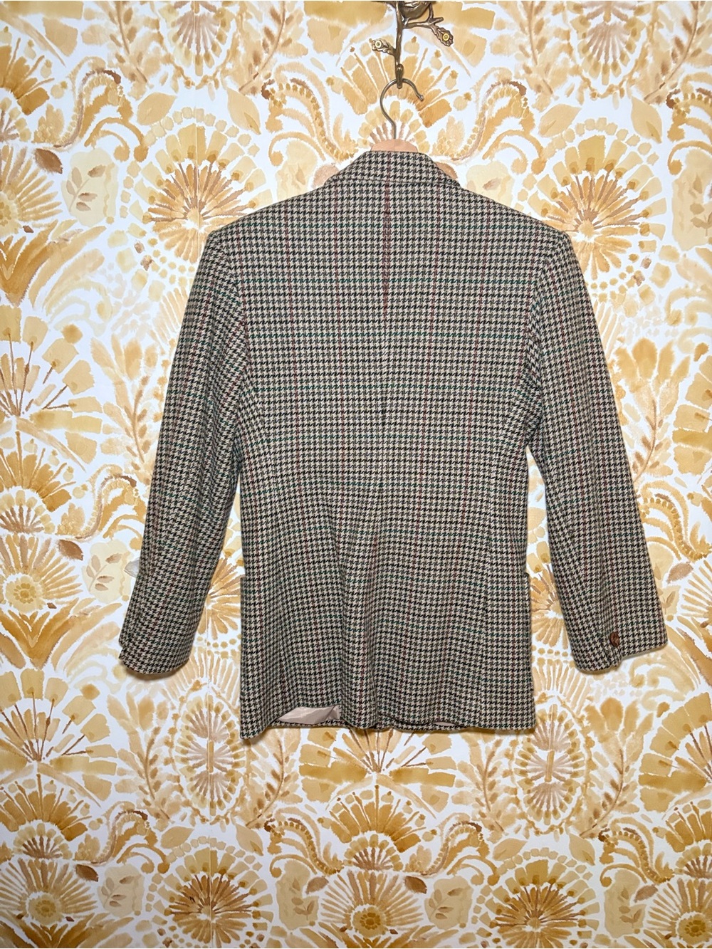 Women’s Wool Blend Houndstooth Plaid Blazer Heritage Preppy Quiet Luxury - Picture 4 of 12